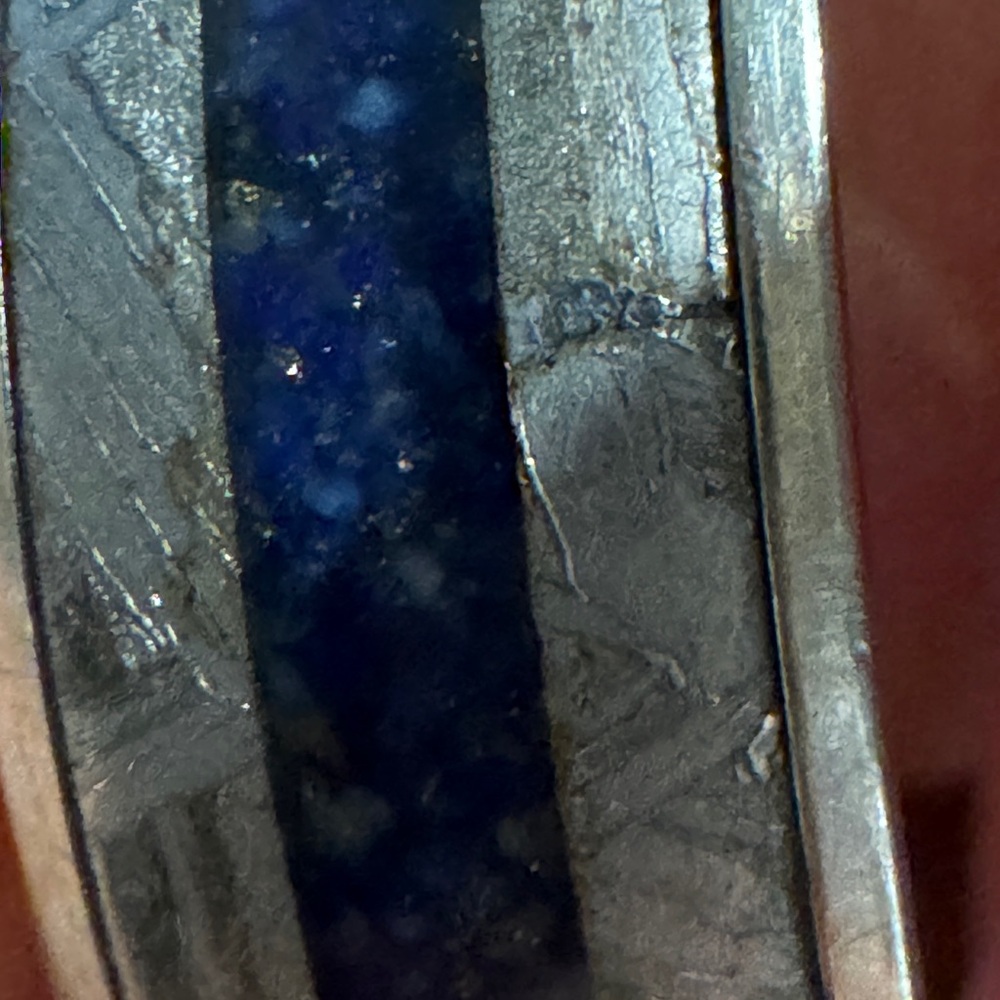 Shane Co Authentic Titanium Meteorite Lapis Lazuli Sz 11 Men’s Wedding Band Ring - Picture 4 of 13